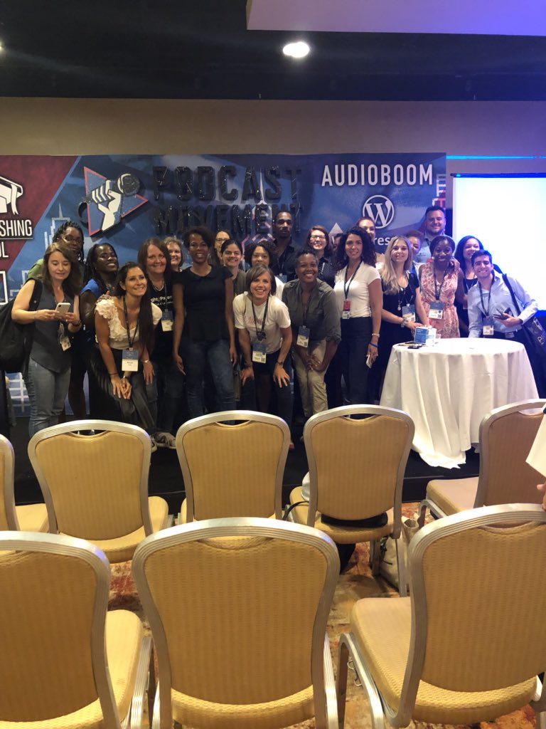 JourneyToLaunch's tweet image. At the end of my talk, I encouraged everyone who wanted to talk next year at @PodcastMovement and/or create an impact with their podcast  to get on stage and take a picture with me so that they could envision this for themselves too #pm18