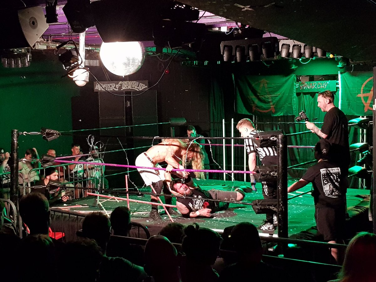 KrisProwse182's tweet photo. Holy fuck.... @drewparker_97 @ClintMargera that was absolutely fucking insane tonight. What an incredible end to the Master of Brutality Tournament. @WeAreAnarchyPro #MasterOfBrutality #DrewParker #ClintMargera https://t.co/I7OGBHgkXR