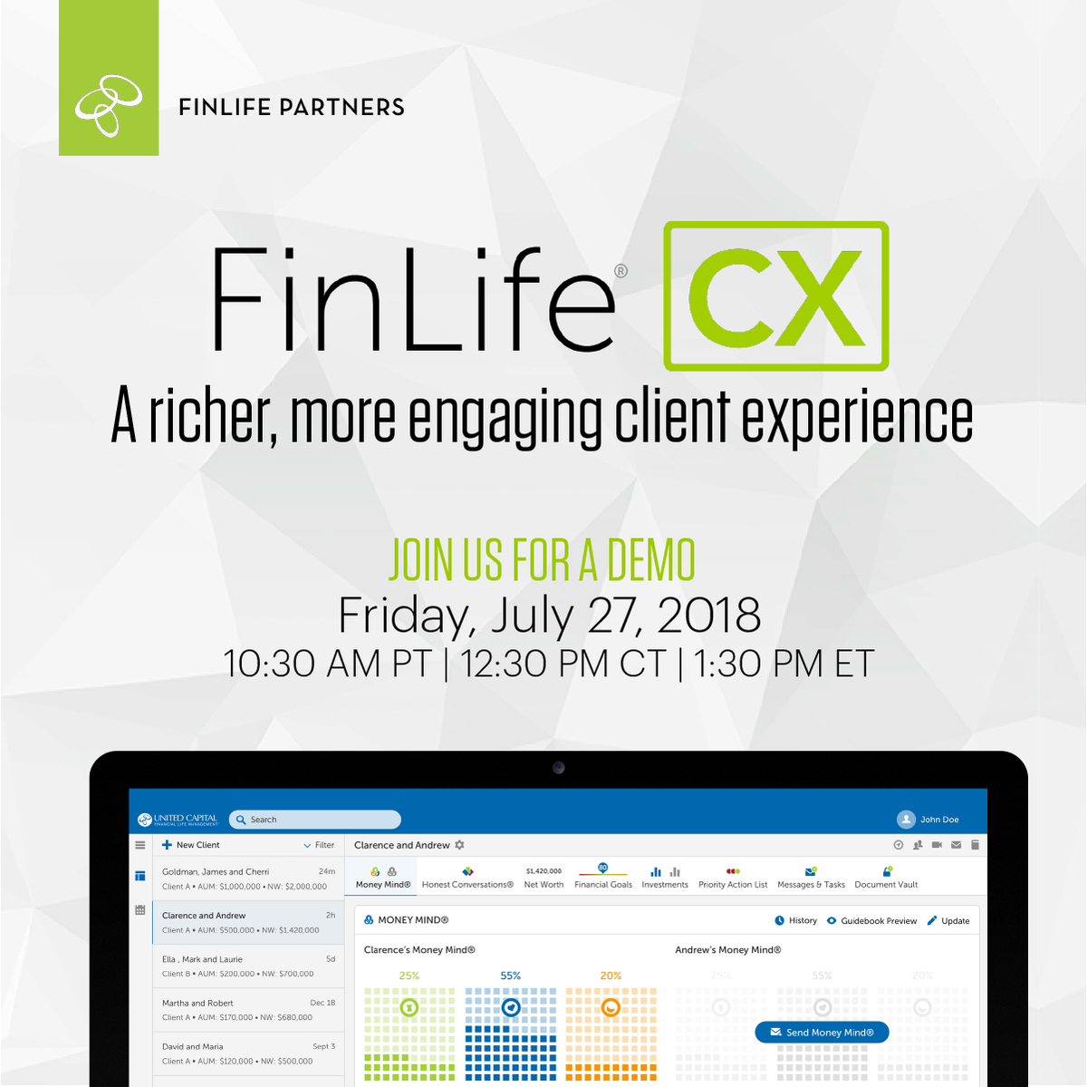 Jason_Gordo's tweet photo. Demonstrate value by providing clients more of what really matters to them. Join us tomorrow to experience how FinLife CX can reinvent the way you deliver advice. https://t.co/uM4Pg2ZA4e https://t.co/VhN0V3kvNz