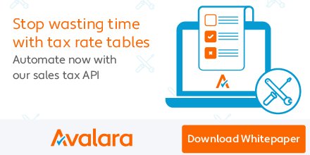 avalara's tweet photo. Need to automate sales tax? Download our whitepaper today to learn about the advantages of using the @Avalara API and how to quickly start calculating sales tax accurately: https://t.co/VAalS5Nj4W via @avadev https://t.co/NLuJY8nrvA