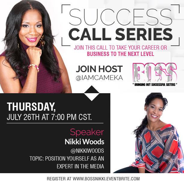 TheBOSSNetwork's tweet image. FREE Registration: Join BOSS&apos; Special Guest @nikkiwoods for a Success Call to learn how to position yourself as an expert in the Media bossnikki.eventbrite.com #BOSSNetwork