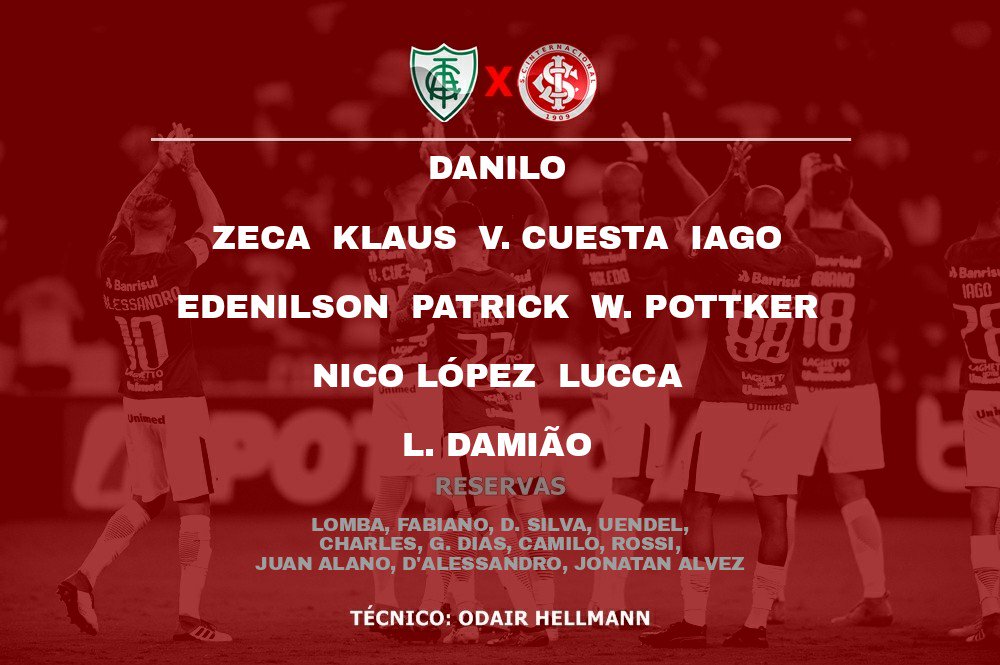 JogosdoInter_'s tweet image. 📋 Escalação colorada 🇦🇹 #AMExINT #VamoInter #Brasileirão2018