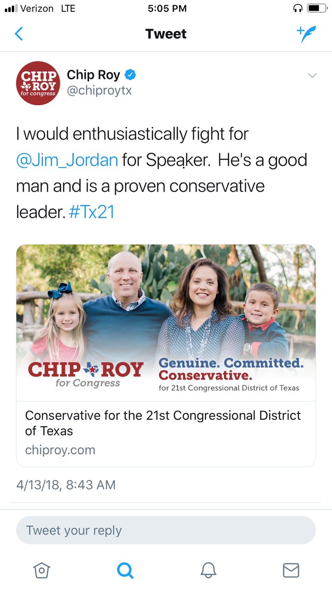 TX21Indivisible's tweet photo. As news about Jim Jordan continues to come out, here’s what the Republican in TX21 had to say about him in April. Would be good to know if he still feels the same way. #WhenIsTheDebate https://t.co/v4Q2HANV33