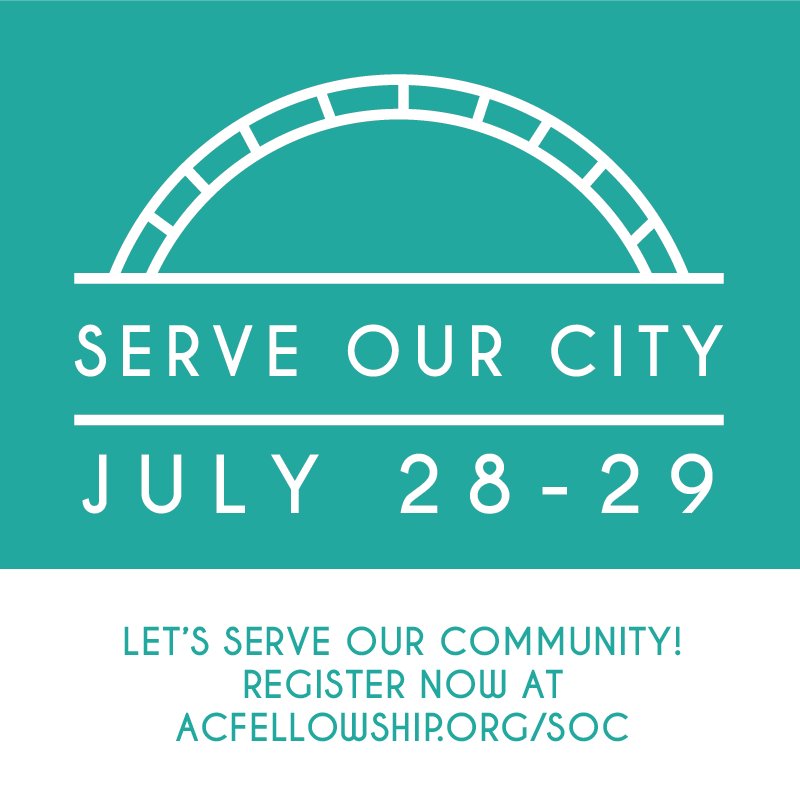 acfmissions's tweet photo. This weekend is Serve Our City! We're canceling regular services to go out and serve our neighbors! Find a serving opportunity near you by visiting https://t.co/jPTe2HnMw1 and remember to use #serveourcity when you post your photos! https://t.co/0yOtocSZaX