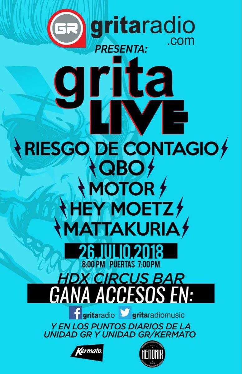Motor (@motormx) on Twitter photo Hoy #RockAndRoll con nuestros carnales de <a href="/RiesgodContagio/">Riesgo de Contagio</a> <a href="/qbooficial/">qbo</a> <a href="/HeyMoetz/">Hey Moetz</a> <a href="/mattakuria/">Oficial Mattakuria</a> <a href="/GritaRadioMusic/">Grita Radio</a> Hoy #RockAndRoll con nuestros carnales de <a href="/RiesgodContagio/">Riesgo de Contagio</a> <a href="/qbooficial/">qbo</a> <a href="/HeyMoetz/">Hey Moetz</a> <a href="/mattakuria/">Oficial Mattakuria</a> <a href="/GritaRadioMusic/">Grita Radio</a>