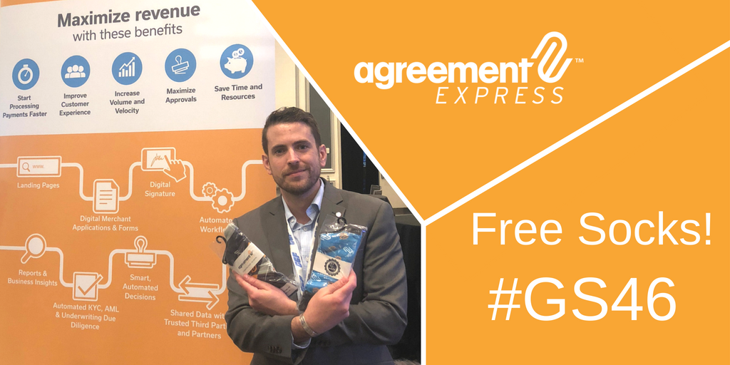 agreexp's tweet photo. Only 30 mins left! Come get your FREE SOCKS at #MWAA booth #GS46. 
...@MWAA #MWAA2018 #payments #paytech #customeronboarding https://t.co/Vk4OQgDhAZ