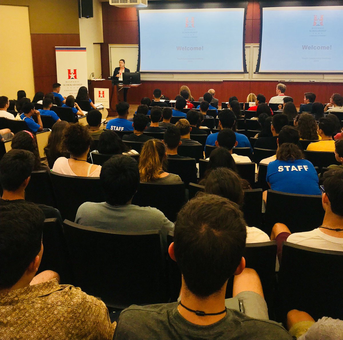 HSFNews's tweet photo. Edna Silva #WellsFargo and Andrea Hodge #USC delivered welcome remarks at #YLI2018. We thank National Presenting Sponsor: @WellsFargo and Local Presenting Sponsor: @USC for their support! https://t.co/v8pr0ECcgD