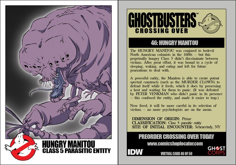 TomWaltz's tweet photo. It's Thursday! It's time for another #Ghostbusters #CrossingOver #VirtualTradingCard! Here's #46 of 50 -- #HungryManitou of the #PrimeDimension!  @IDWPublishing #GhostCorps 

Back with #47 on Tuesday! https://t.co/l2VVxiAu7U