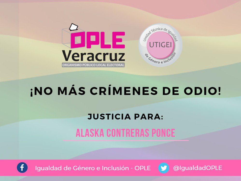 IgualdadOPLE's tweet photo. #JusticiaYa: Repudiamos todo acto de #violencia en contra de cualquier persona #BastaDeViolencia #NoACrimenesDeOdio #Veracruz #LGBTTTI https://t.co/qaOk6cnzPp