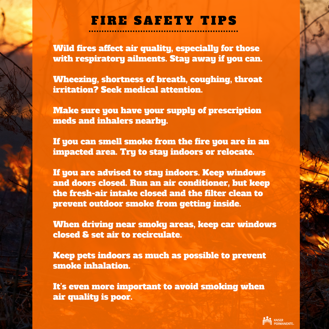 KPSCALnews's tweet photo. Smoke and ash can affect air quality, causing breathing difficulties and other health issues many miles away from the actual fire. Use the following tips to stay healthy during wildfires. https://t.co/vBXkfzdQUO #CranstonFire https://t.co/LKlRiLRUXR