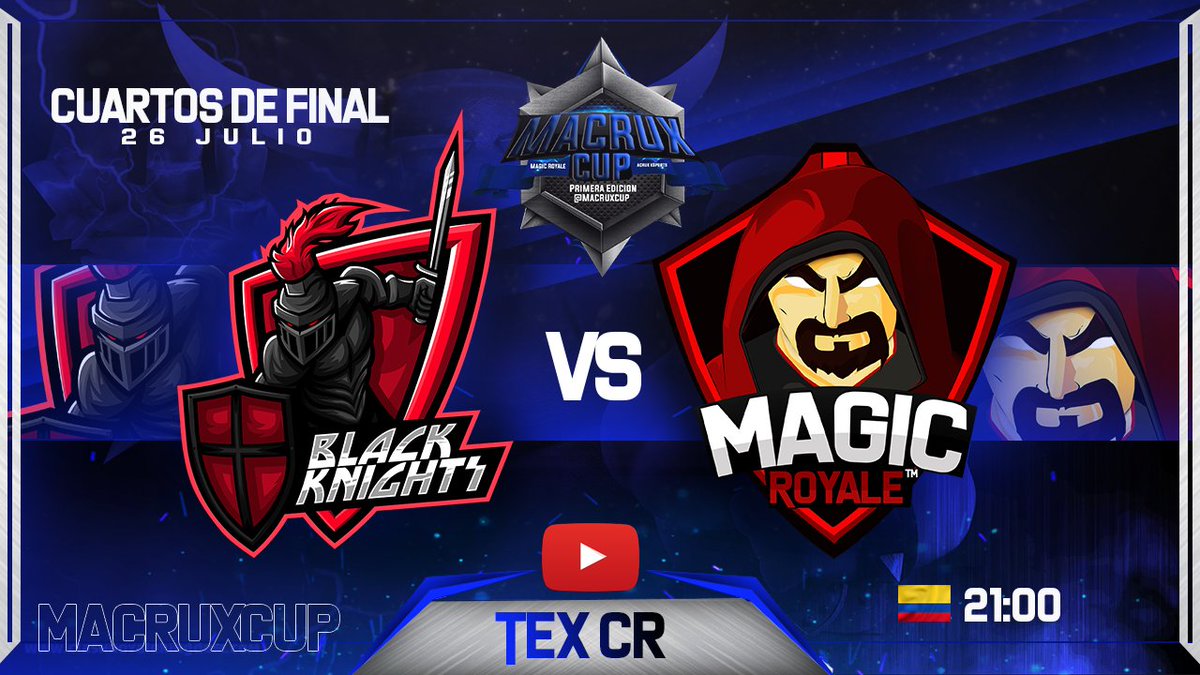 [#CuartosDeFinal]⚔️
Hoy Iniciamos con los Cuartos de Final.👏
Con  este fabuloso encuentro entre @BlacknightsLA  vs @MagicRoyale01 21:00🇨🇴.