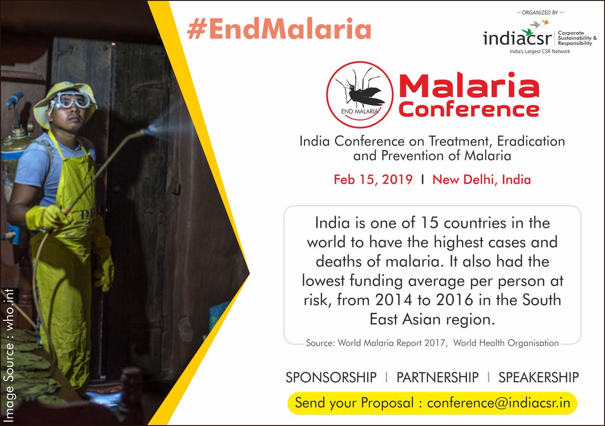 INDIACSR's tweet photo. Malaria Conference 2019
 #EndMalaria #Malaria #Malariaconference
  @LupinGlobal
  @Cipla_Global
  @auropharmausa
  @drreddys
  @SunPharma_Live
  @ZydusUniverse
  @AbbottGlobal
  @PiramalGroup
  @GSK
  @jubilantlife https://t.co/PnoNervpVm