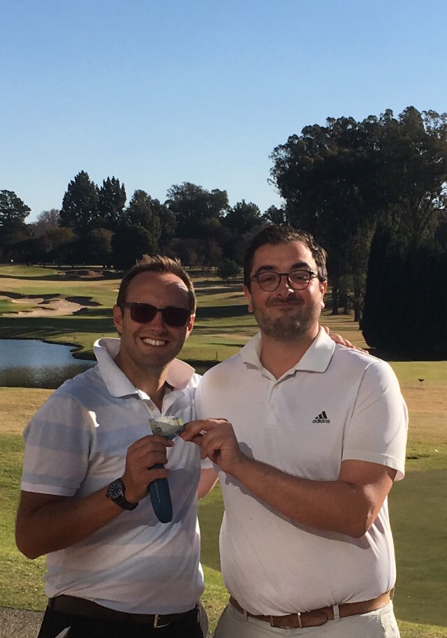 Collecting my hundred rand winnings after a nip n tuck round with my buddy Al <a href="/HoughtonGC/">Houghton Golf Club</a>  ... despite it being mid winter the course was superb. A credit to the green keeping staff :)
