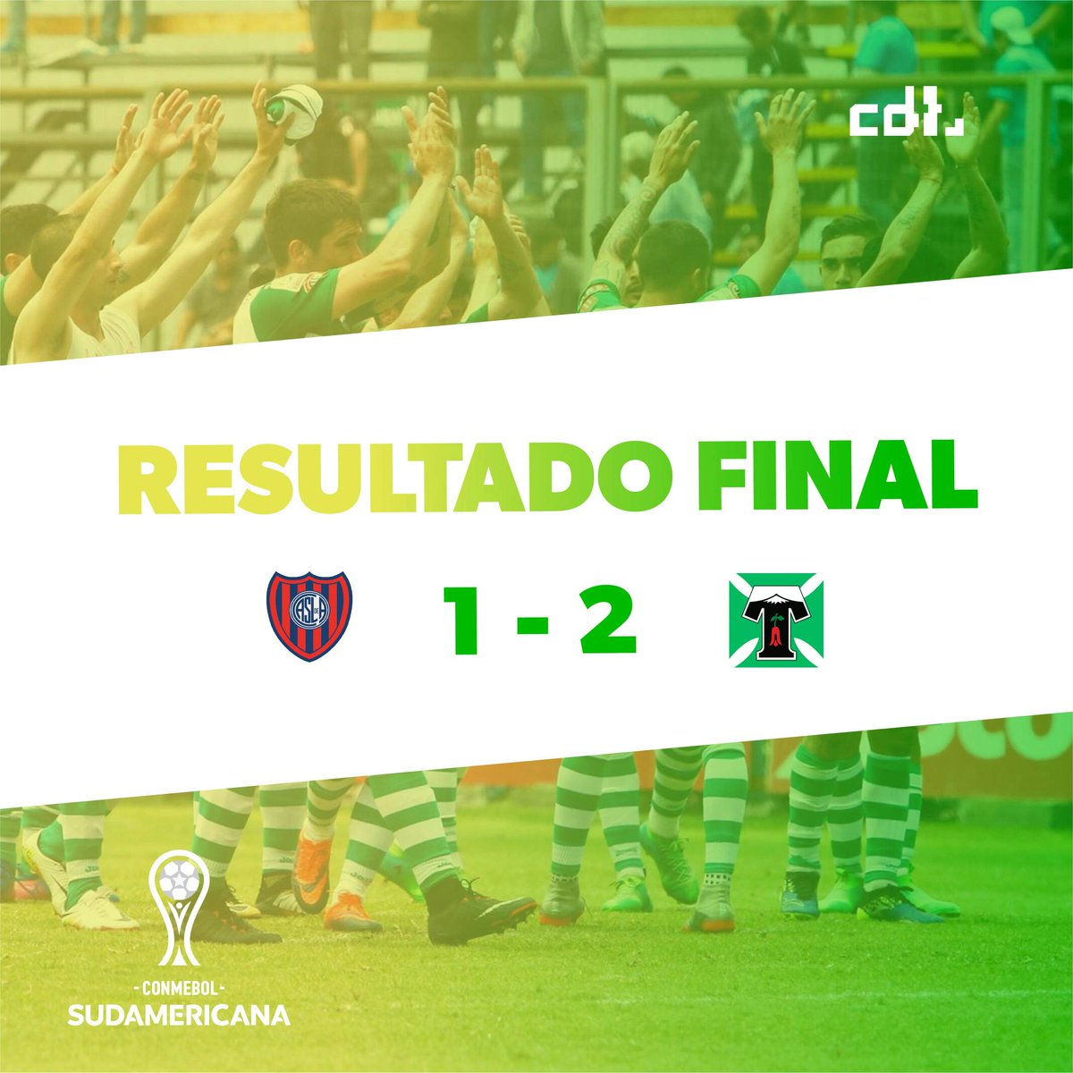 Temucooficial's tweet photo. ¡¡¡TERMINÓ!!! 👏👏💪💪
Nuestros guerreros hacen historia, notable triunfo en el Pedro Bidegain ante #SanLorenzo. Celebra el pueblo albiverde 🎉🎉
#CONMEBOLSudamericana2018 🏆
#VamosTemuco 💚👊👊 https://t.co/MJFPfrU8vp