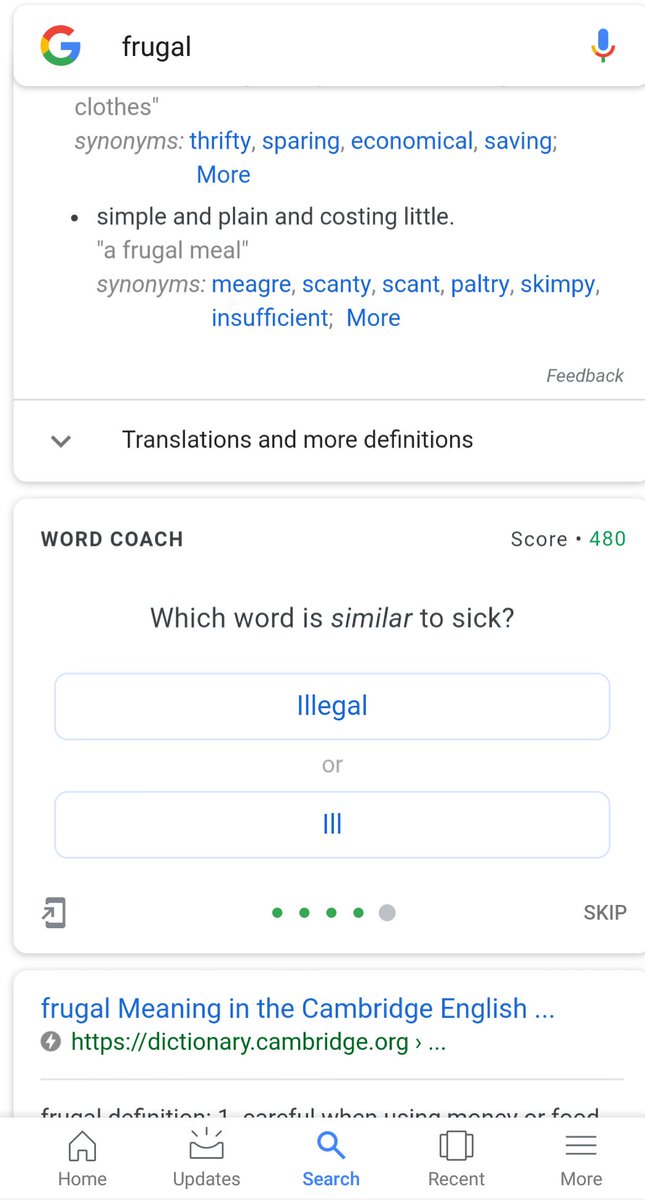 ybhatia88's tweet photo. Google Word Coach - Gamified way to test your knowledge. Is this new? #seo #googlechanges @rustybrick https://t.co/Om8nPDRQj4