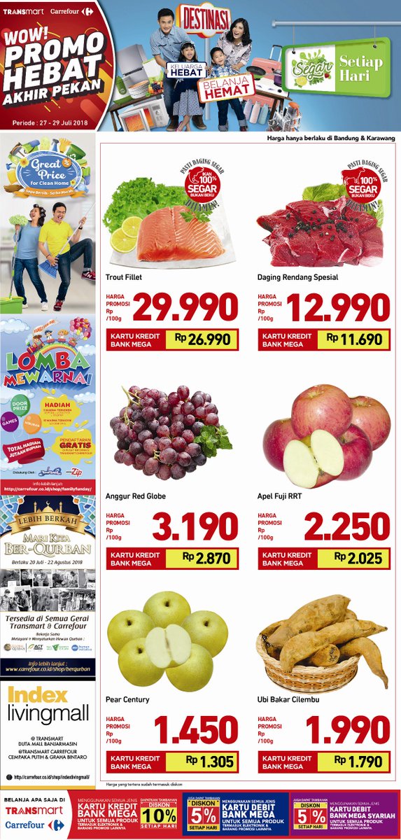 Transmart_IND's tweet photo. BANDUNG & KARAWANG | KESEGARAN yang tidak tertandingi! Belanja produk segar di Transmart Carrefour lebih hemat di akhir pekan. Promo berlaku 27-29 Juli 2018. Klik https://t.co/BweMU7sV7K
#PromoHebatTransmartCarrefour #ProdukSegar #JumatTerhemat #BAndung #Karawang https://t.co/b6zq6zwfie