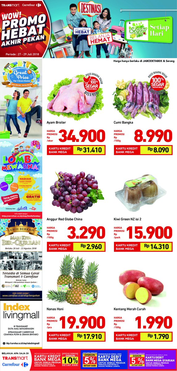 Transmart_IND's tweet photo. JABODETABEK SERANG | KESEGARAN yang tidak tertandingi! Belanja produk segar di Transmart Carrefour lebih hemat di akhir pekan. Berlaku 27-29 Juli 2018. Klik https://t.co/pa6jVW766d
#PromoHebatTransmartCarrefour #ProdukSegar #JumatTerhemat #Jakarta #Bogor #Depok #Bekasi #Serang https://t.co/ES7gcvQRs0