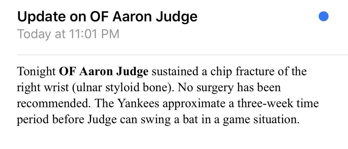 M_Marakovits's tweet photo. Update on Judge per Yankees https://t.co/HDW1DDXNHQ