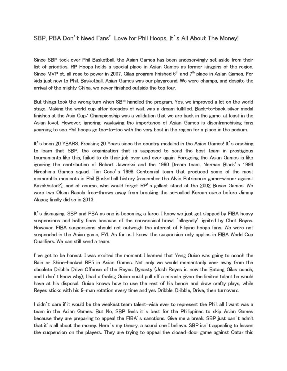 Shonen_lord's tweet photo. For those fans dismayed over SBP's decision to forego Asian Games and all the people tired of nasty Phillippine basketball politics, here's piece for you all. #BoycottPBA #BoycottSBP @FIBA @gilasarmy  @FIBA_media  @RapplerSports https://t.co/DAvqh4s9a0