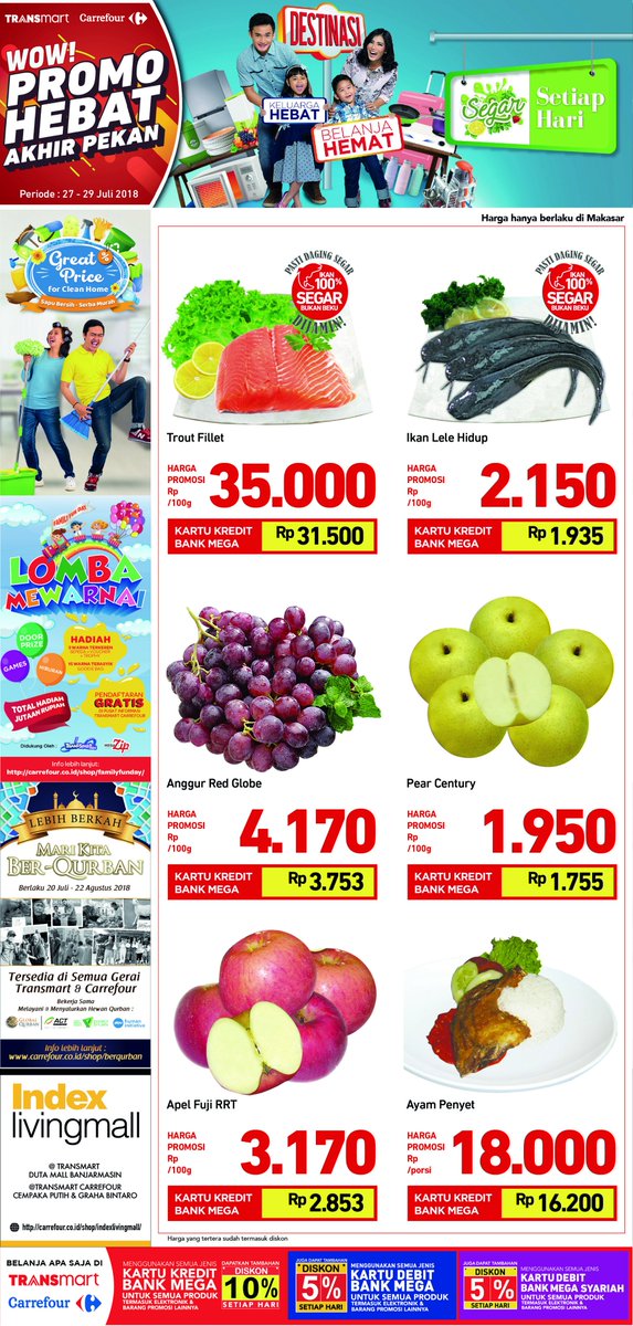 Transmart_IND's tweet photo. MAKASSAR| KESEGARAN yang tidak tertandingi! Belanja produk segar di Transmart Carrefour lebih hemat di akhir pekan. Berlaku 27-29 Juli 2018. Klik https://t.co/pa6jVW766d
#PromoHebatTransmartCarrefour #ProdukSegar #JumatTerhemat #Makassar https://t.co/TVxg1vEFya