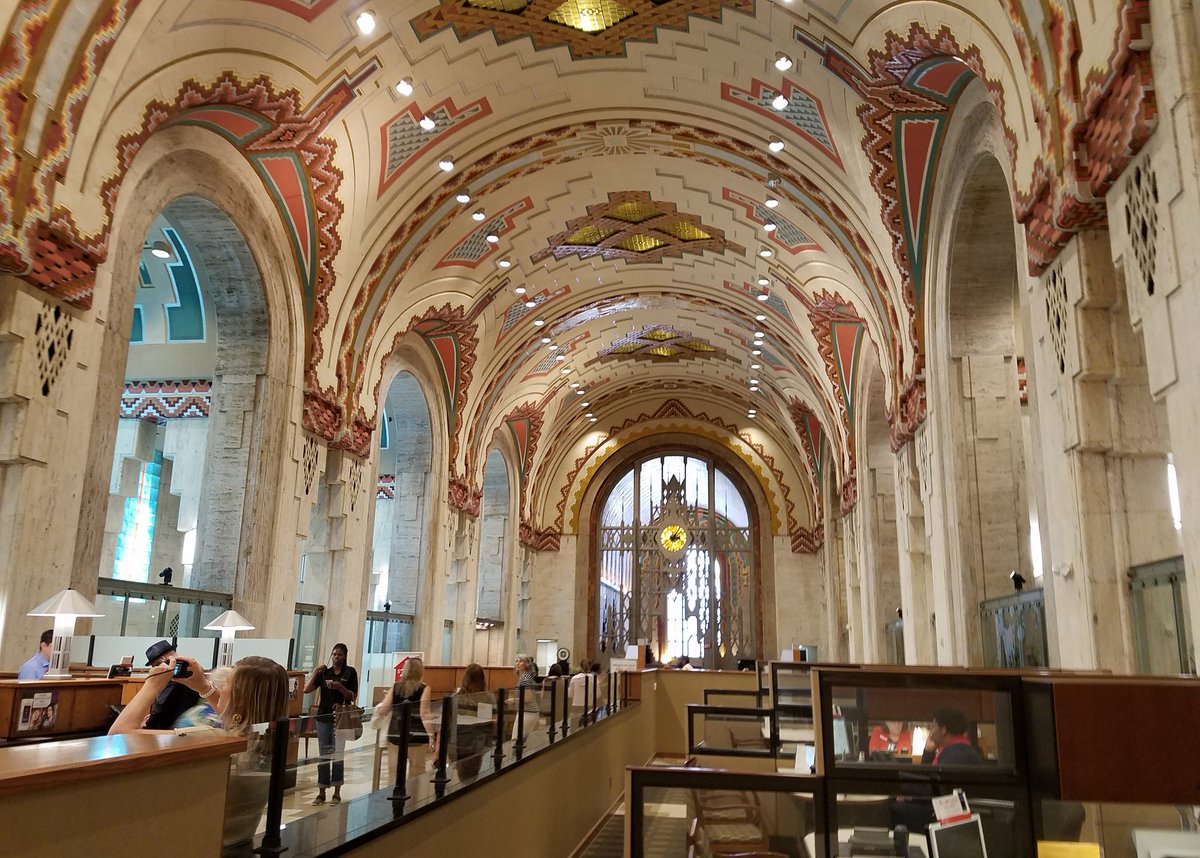 These beautiful Art Deco designs are inside the Guardian Building in <a href="/visitdetroit/">Visit Detroit</a> They're in the lobby of Bank of America.