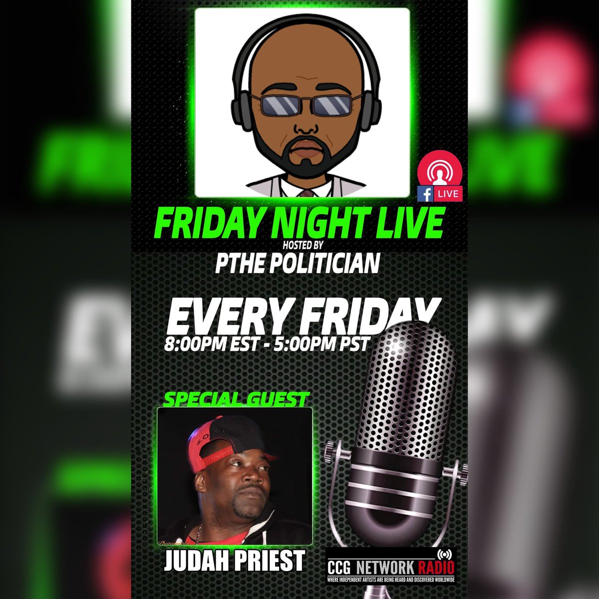 yvettebrownpr's tweet photo. Tune In Tomorrow Night To #Fridaynightlive with @pthepolitician as @iamjudahpriest a  guest co-hosting and interviewing. 
#wingzup #wutangmeetsjuggalosandjuggalettes #Thelastshallbefirsttour
#144000chznfew #GhettoGovermentofficials #BrooklynZu #ZuBulliez #Gtmanagement https://t.co/98OxisgVb9