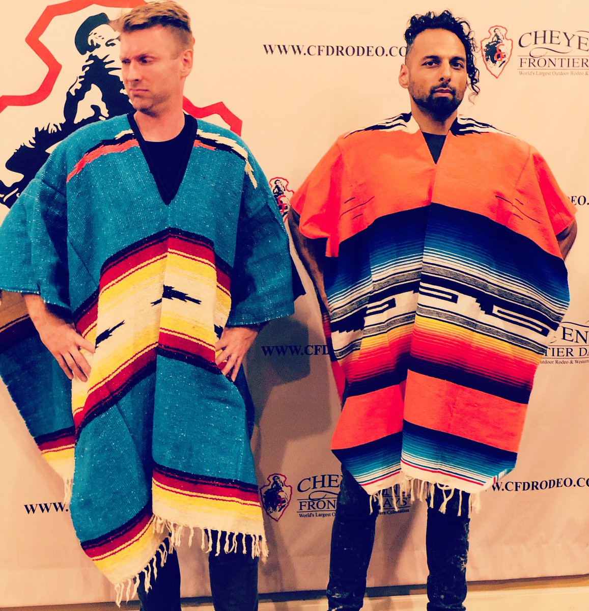 Cheyenne Frontier Days, what up @clinteastwoodoffical #cheyennefrontierdays #ponchos #countrywestern #tourlife #showday