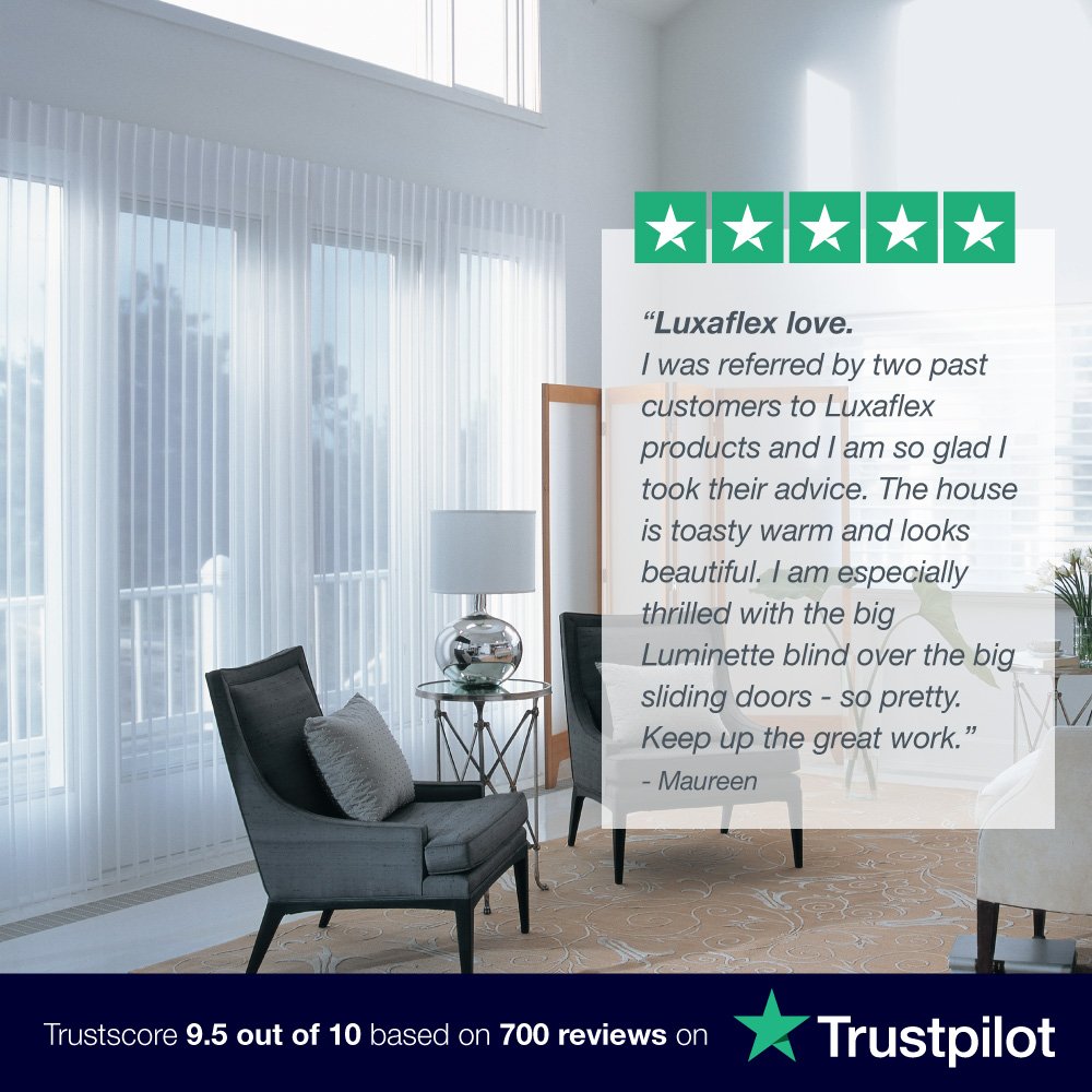 Thank you Maureen for the lovely review! 
Quality, style, service - that's who we are! See all the 5-star reviews from our recent home makeovers from around the country ➡ luxaflex.com.au/reviews