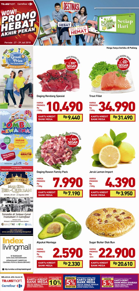 Transmart_IND's tweet photo. PADANG | KESEGARAN yang tidak tertandingi! Belanja produk segar di Transmart Carrefour lebih hemat di akhir pekan. Berlaku 27-29 Juli 2018. Klik https://t.co/pa6jVW766d
#PromoHebatTransmartCarrefour #ProdukSegar #JumatTerhemat #Padang https://t.co/ozlRdwXXhm