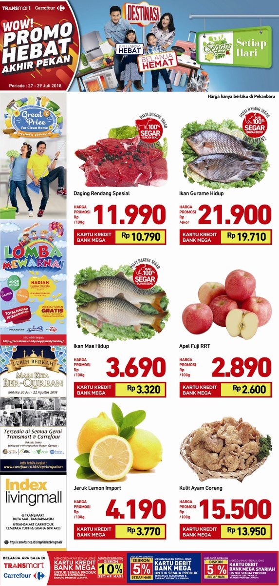 Transmart_IND's tweet photo. PEKANBARU | KESEGARAN yang tidak tertandingi! Belanja produk segar di Transmart Carrefour lebih hemat di akhir pekan. Berlaku 27-29 Juli 2018. Klik https://t.co/pa6jVW766d
#PromoHebatTransmartCarrefour #ProdukSegar #JumatTerhemat #Pekanbaru https://t.co/CDVstarFku