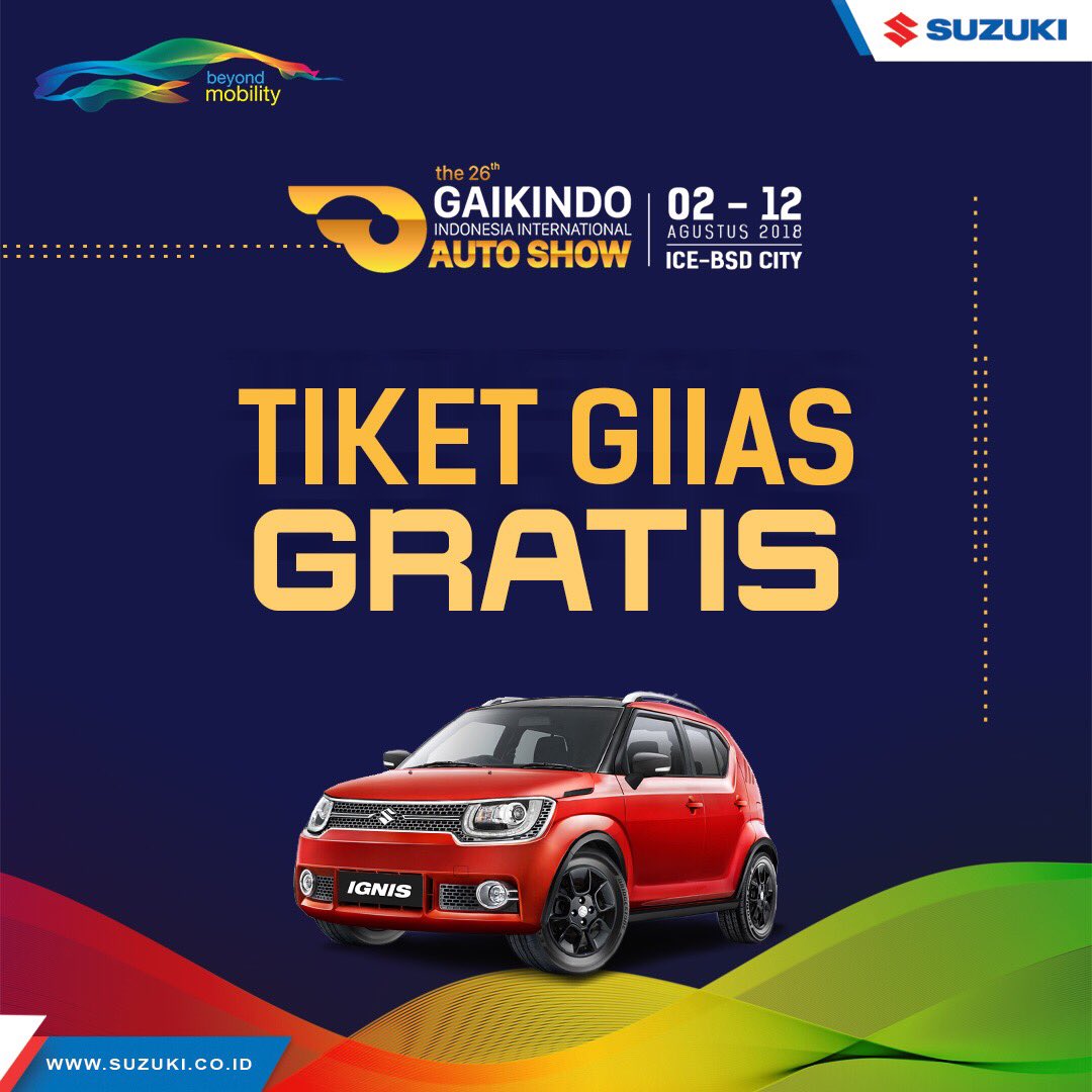 Suzuki akan mengadakan Quiz dengan hadiah tiket masuk ke GIIAS 2018. Serunya lagi, kamu bisa ikutan Golden Goal &amp; Win The Prize di booth Suzuki loh.

Pantau terus sosial media Suzuki.

#Suzuki #SuzukiIndonesia #SuzukiFamily #UrbanSportyGear #SuzukiGIIAS2018 #RoadToGIIAS2018