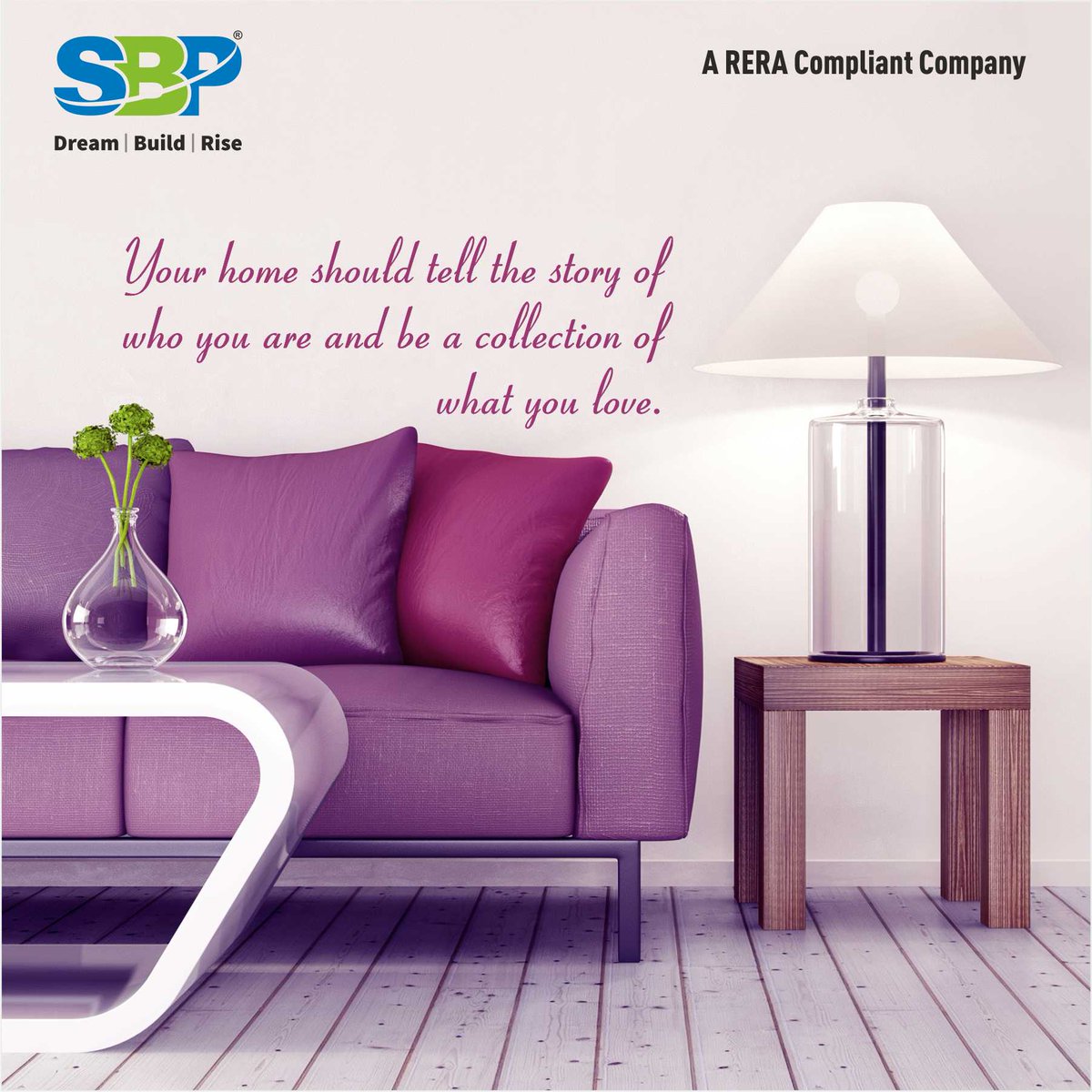 Your home should tell the story of what you are and be a collection of what you love.

#sbpgroup #gatewayofdreams #housingpark #2and3bhkapartments #zirakpur #god #ownhome #home