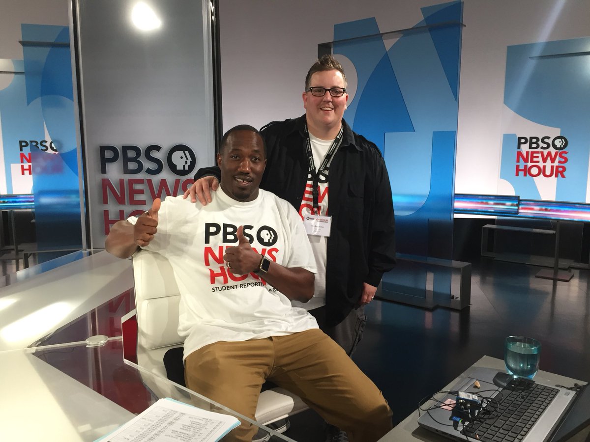 Me and <a href="/AustinISD/">Austin ISD</a> teacher  <a href="/Darkroom920/">Tara Bordeaux</a> hanging out at the Student Reporting Labs <a href="/NewsHour/">PBS News</a> station #PDSummerFun