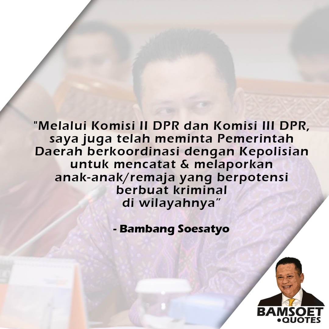bamsoet10's tweet photo. Langkah ini dilakukan guna mencegah terjadinya kejahatan yang dilakukan oleh anak-anak/remaja dan kita bisa membimbing mereka ke arah yang lebih berpositif dan berkarya di masa mudanya https://t.co/FozxQr8sSI