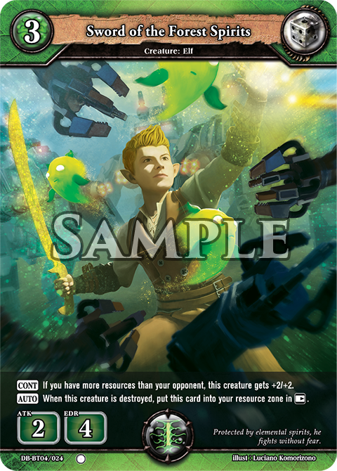 Dragoborne's tweet photo. #COTD #Dragoborne

Card Name: Sword of the Forest Spirits 
Color: Green
Appears in: DB-BT04 [Surge of Titans]
Rarity: C
https://t.co/IJ1V51zULk https://t.co/hUVYm45RD8