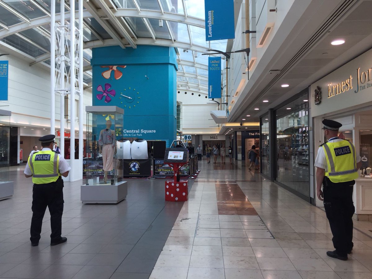 MPSLewisham's tweet photo. Where better spend the day in 30+ degree heat? Specialist #ProjectServator officers deployed to Lewisham station & Lewisham Centre this morning; engaging with the public & as always, denying, detecting and deterring hostile reconnaissance in your area. #ifyoususpectitreportit https://t.co/XsH8UVmd3m