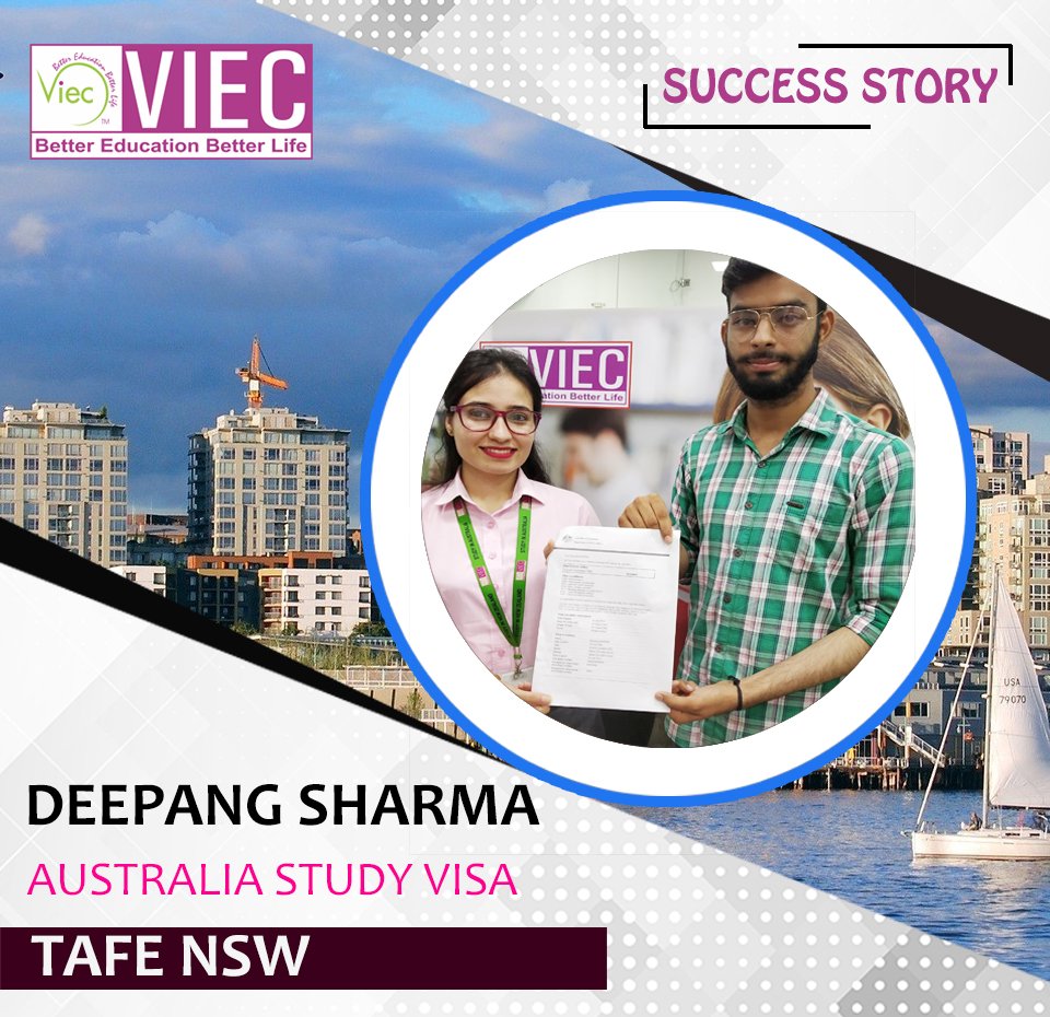 VIEC Congratulates to Deepang Sharma for receiving his #StudyVisaAustralia.
Course: Diploma of Business leading to Bachelor of Business
College: @tafensw
If you want to Study in Australia, Apply Now: viecchandigarh.com/study_visa/aus…
Or Contact us: 9517589890 or 90604906004