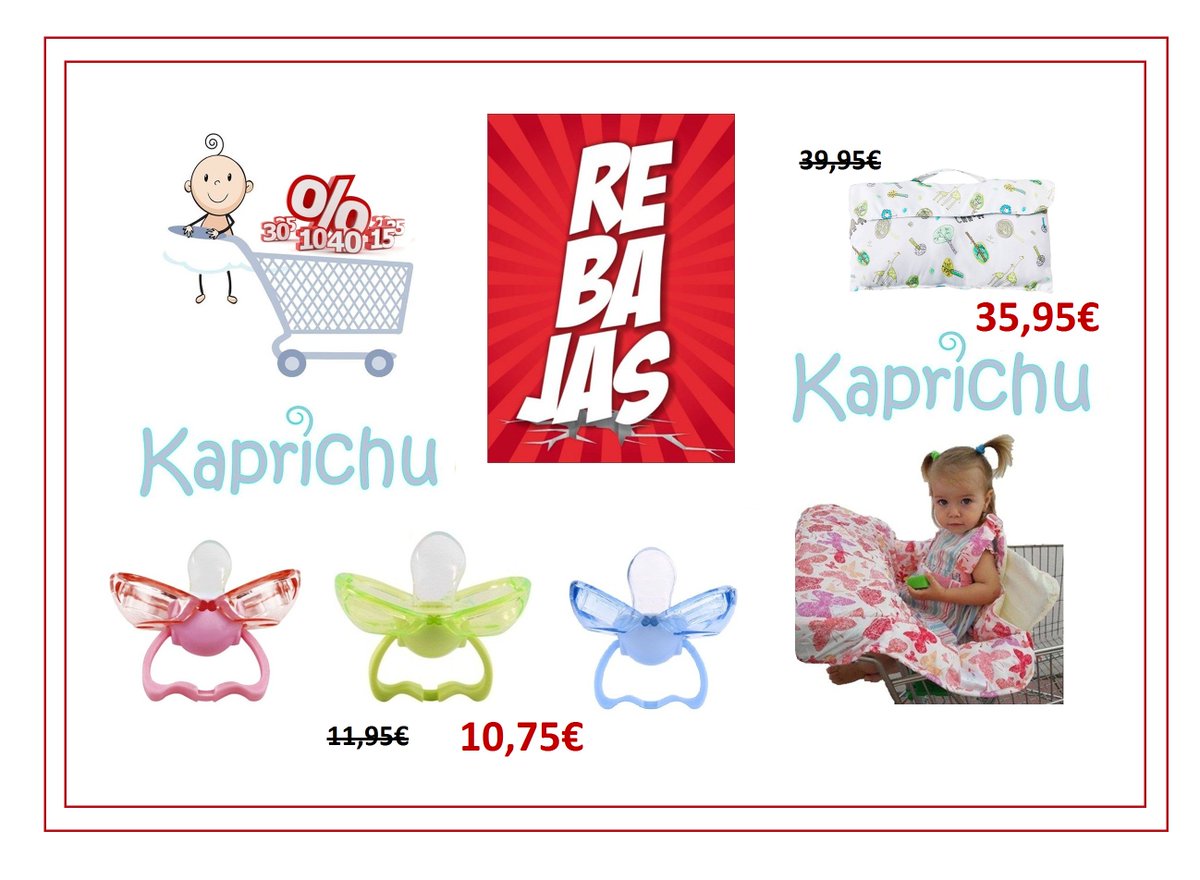 kaprichubaby's tweet photo. #Rebajas #Kaprichu. Los #chupetes autocierre y los cubre carritos de la compra son los productos de #puericultura más prácticos, fashion y recomendables para las #mamás y los #papás de hoy. No dejes de visitar nuestra web y conoce todas sus ventajas. https://t.co/RxVmyUC4EI
#bebe https://t.co/0g3RfOI75g
