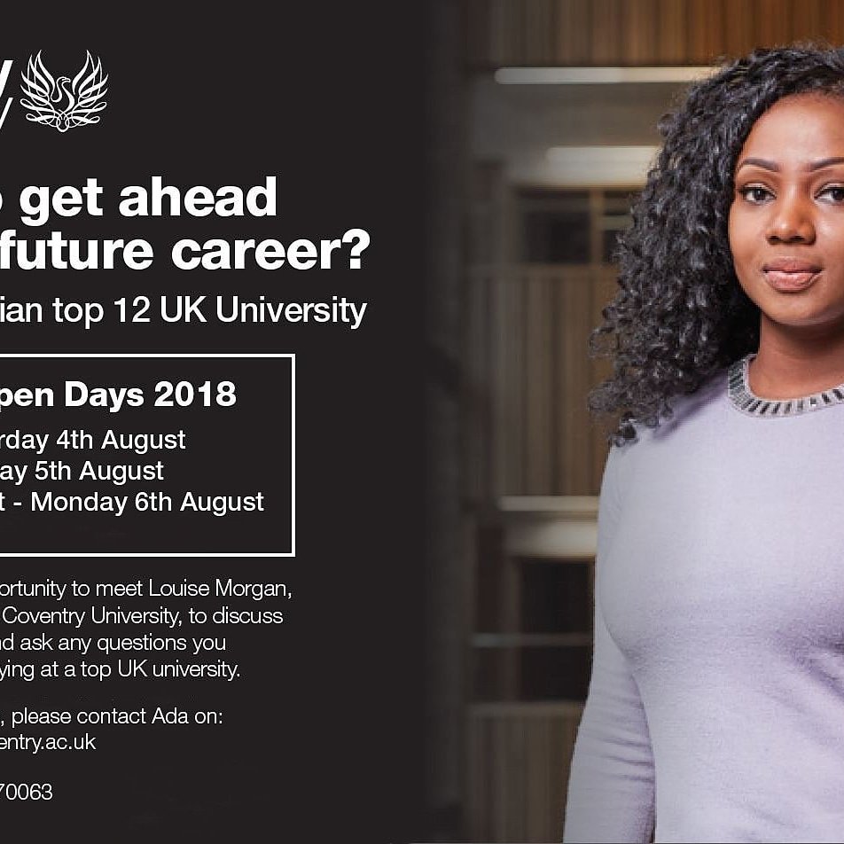 raredude01's tweet photo. #175Coventry Automatic #Scholarship for Nigerians who meet entry requirements and apply to study at Coventry University for the September 2018 academic start date. To meet delegates CVU delegates in Lagos, Abuja & PH in August 2018 register here:https://t.co/GQVEdb1Lb7 https://t.co/qWq4dOOrKW