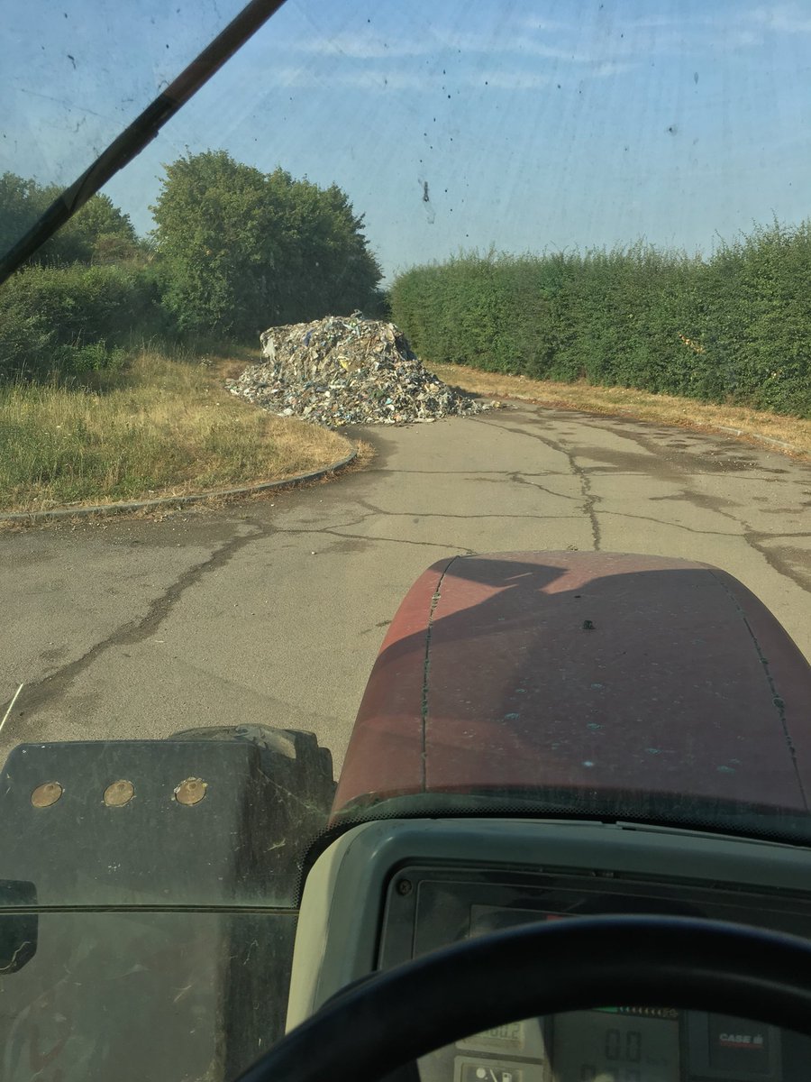 Danlow97's tweet photo. So after we thought we’d seen the last of the large scale fly tipping from two years ago we come in to find this... time to go round putting old farm machinery in gateways again 🙄 https://t.co/nOumP9owTo