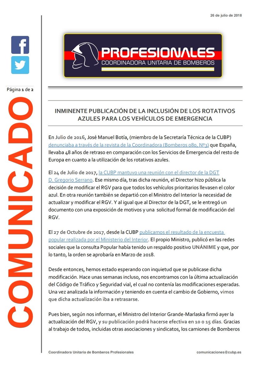 SAB_Sevilla's tweet photo. Comunicado de la #CUBP
sobre los #RotativosAzules y la actualización normativa @interiorgob @DGTes vehículos prioritarios 🚑��🚓⭕🚨 https://t.co/zRAljcncvV vía @BomberosCUBP https://t.co/S0Q2yWdxSH
