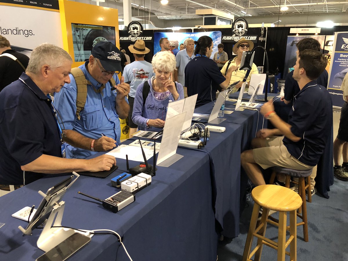 FlyQEFB's tweet photo. Lots of activity with @FlyQEFB, Merlin ADS-B, and other sales today at the @SeattleAvionics booth.  The previous two days were even busier -- too busy for anyone to have a chance to take photos! https://t.co/utf1KLGQ4n