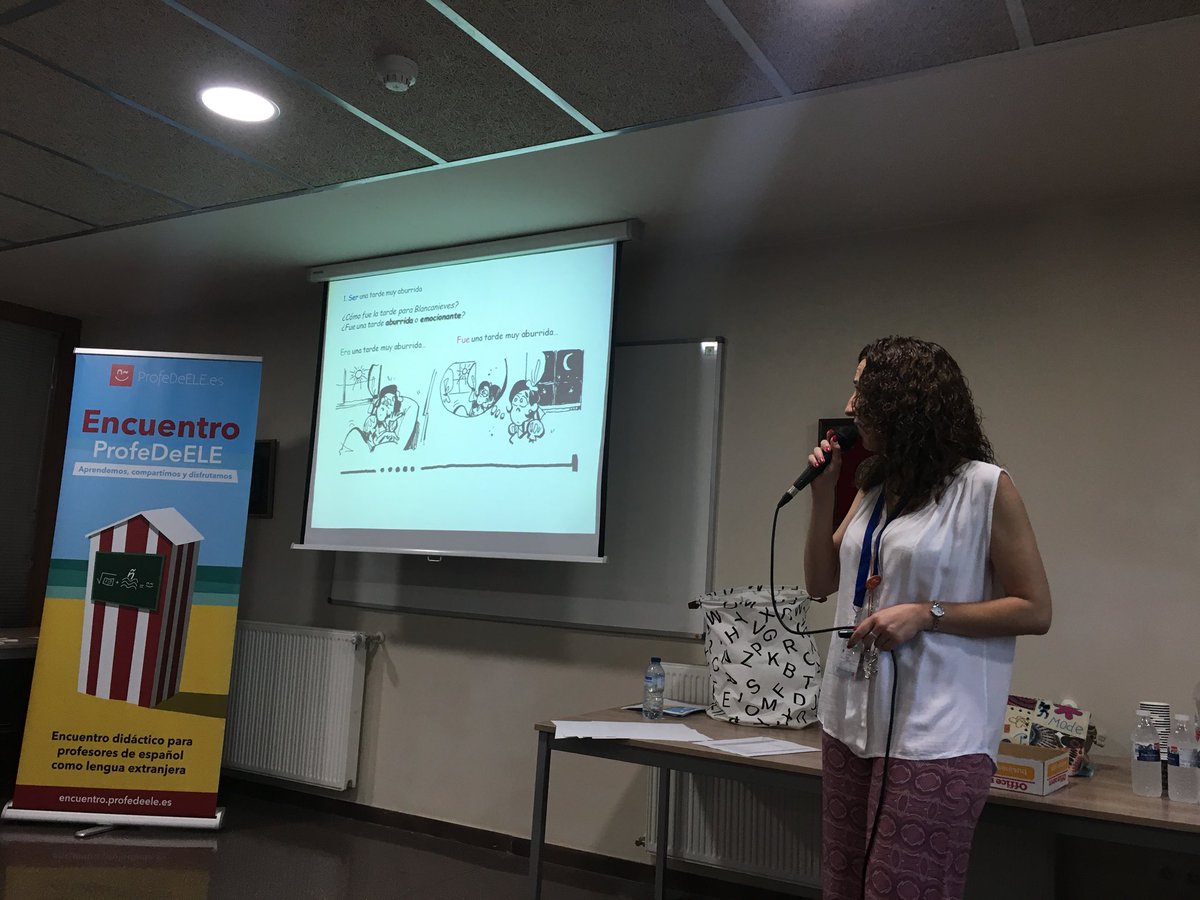 mathigaELE's tweet photo. Blanca Palacio nos trae a #ProfeDeELE18 una explicación elaboradísima y prometedora para facilitar el estudio/eseñanza del contraste imperfecto/indefinido (gran caballo de batalla) desde la óptica de la Lingüística Cognitiva #twitterELE https://t.co/6Pt3YwC9O3