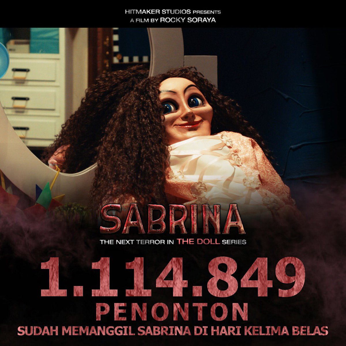 1.114.849 penonton Indonesia sudah memanggil Sabrina, The Next Terror In The Doll Series di Bioskop 👀
-
Kami ucapkan terima kasih untuk apresiasinya terhadap film Sabrina 🙏
.
.
#sabrinathemovie #panggilsabrina #hitmakerstudios
