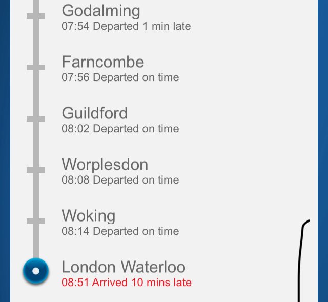 scottpepe1's tweet photo. @SW_Help in 65 days this service has arrived on time once.  Please could you let me know what steps are being taken to address this? @swtrains_watch @GroupSwr @WhichUK @surreylive #trainpains https://t.co/0MEwF182nh