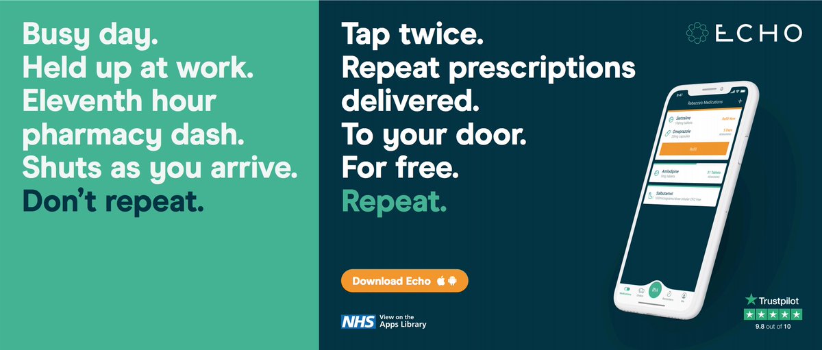 In case you haven't seen @echo_healthcare 's ads in London transport... For anyone on repeat prescriptions, it's a lifesaver itunes.apple.com/app/id10319221…