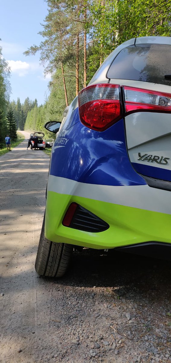 SaariJarno's tweet photo. #RallyFinland SS4 puncture for WRC3 favourite @TadeLario. Lost 10 seconds.
#InfoTeam goes now to lunch break to #Rantapirtti https://t.co/sprz5lJftb