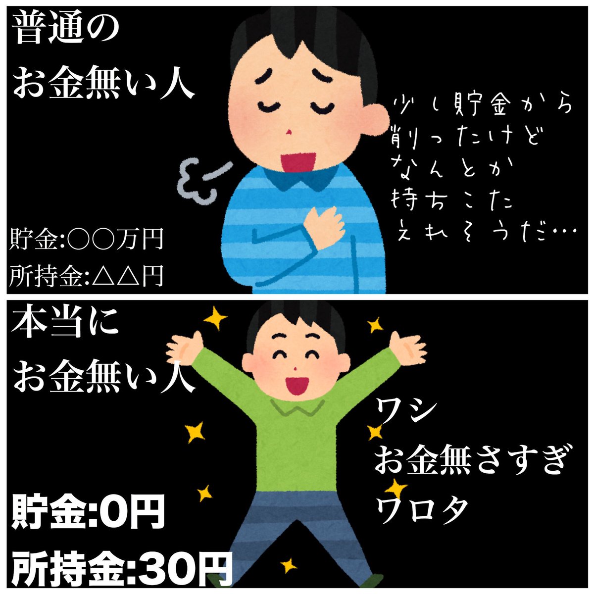 普通にお金の無い人と本当にお金の無い人の違いｗ後者の方が幸せそうに見える 話題の画像プラス