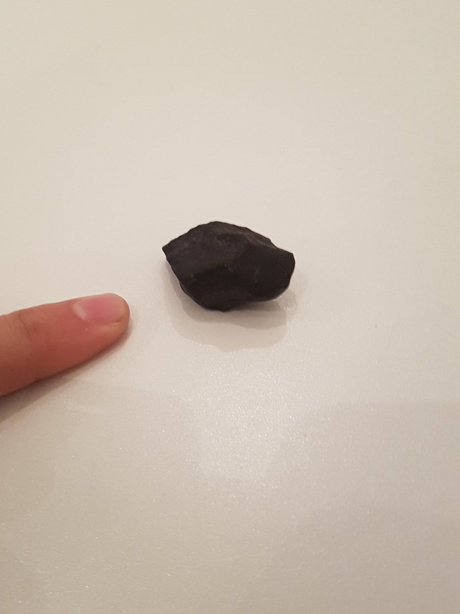 Daly_Planet's tweet photo. The brand new #Ozerki #meteorite found in 25th June this year in Russia 4 days after its fireball was imaged by the Finnish Fireball Network. We're getting a wee bit to take back to @UofGGES to do some #EBSD. I'm so excited! https://t.co/UqyzCHbX3g