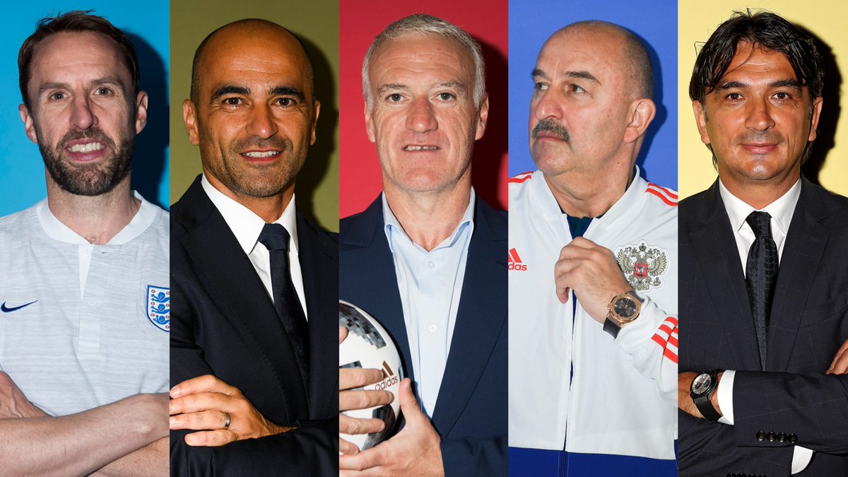 FIFAWorldCup's tweet photo. 🏆👀🏴󠁧󠁢󠁥󠁮󠁧󠁿🇧🇪🇫🇷🇷🇺🇭🇷
Five of the nominees for #TheBest FIFA Men's Coach made their mark during the #WorldCup in Russia.

🔍We take a closer look at what Cherchesov, Dalic, Deschamps, Martinez and Southgate did to get onto the shortlist.
👉https://t.co/FiKkTJ1LDD https://t.co/D1IdoCuSKi